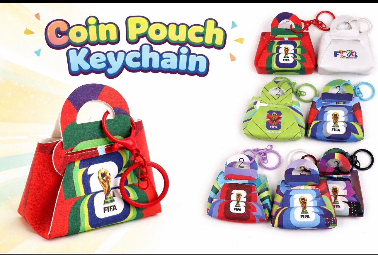 one Dozen ( 12 Pieces) FIFA World Cup 2026 Coin Bags with Keychain