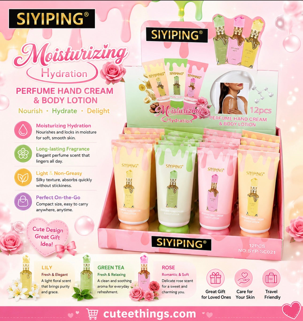 Perfume Hand Cream and Body Lotion (12 Pieces Display)