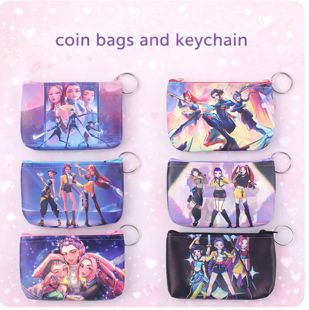 3 Kpop Coin bags with Keychain
