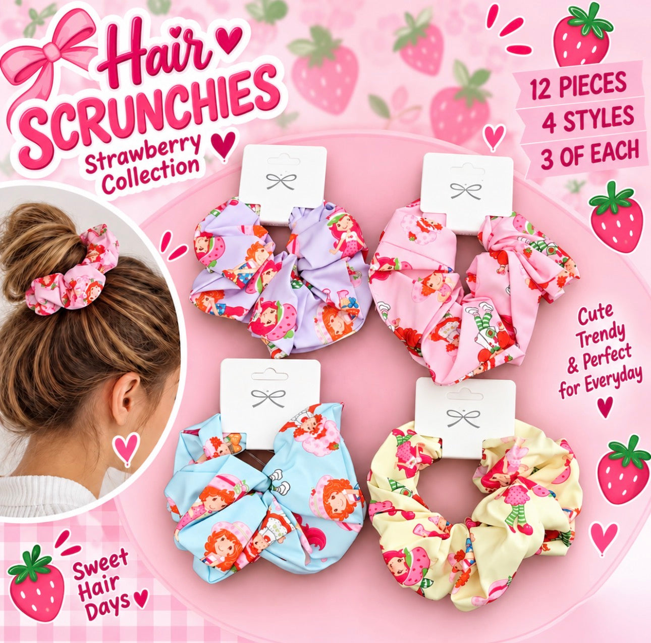 Hair Girly Scrunchies (one Dozen)