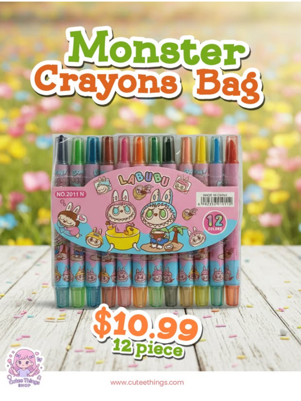 Labubu 12 Pieces Bag Colorful Crayons