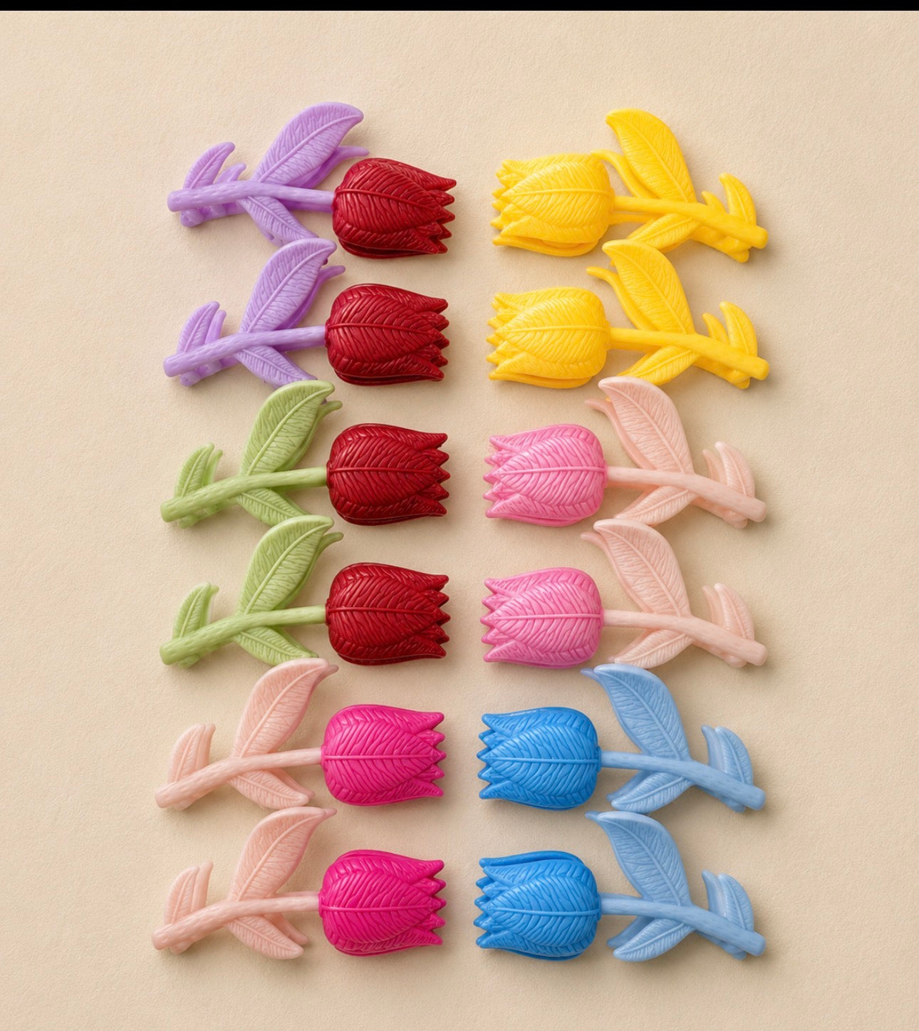 6 Tulips Hair Clips Set