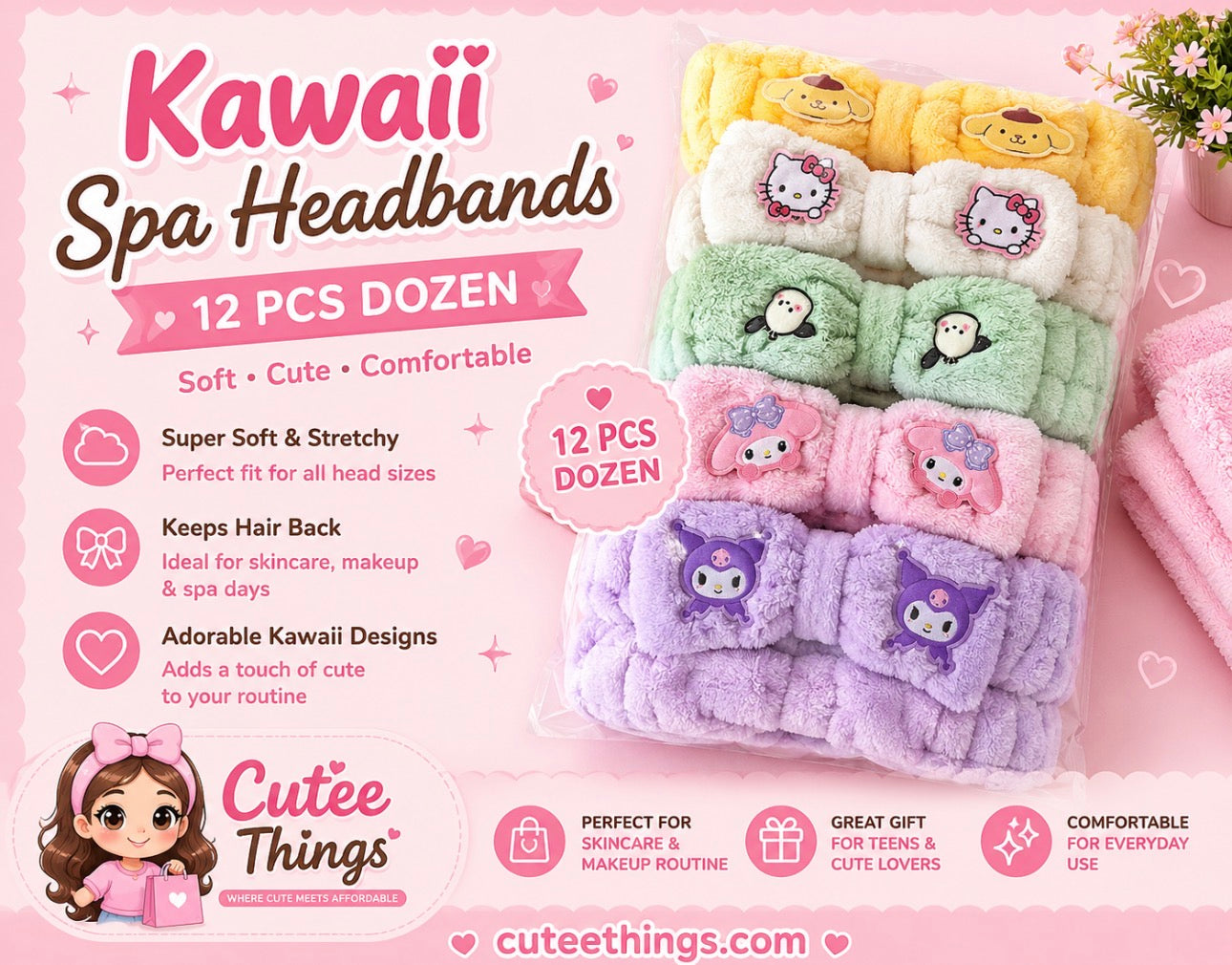 Friends Spa Headbands (12 Pieces)