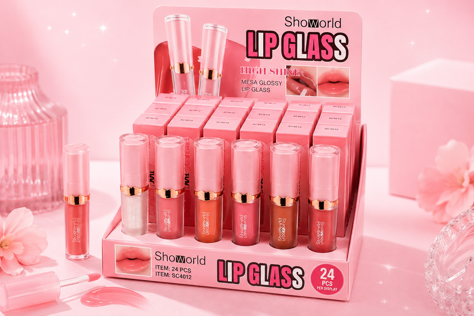 Mega Glossy Lipgloss (12 Pieces)