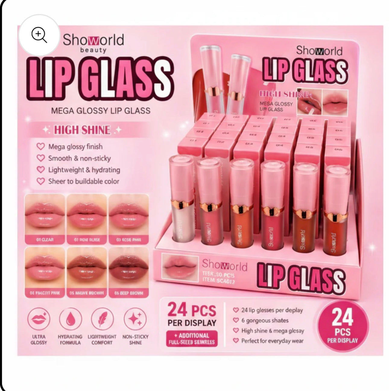 Mega Glossy Lipgloss (12 Pieces)