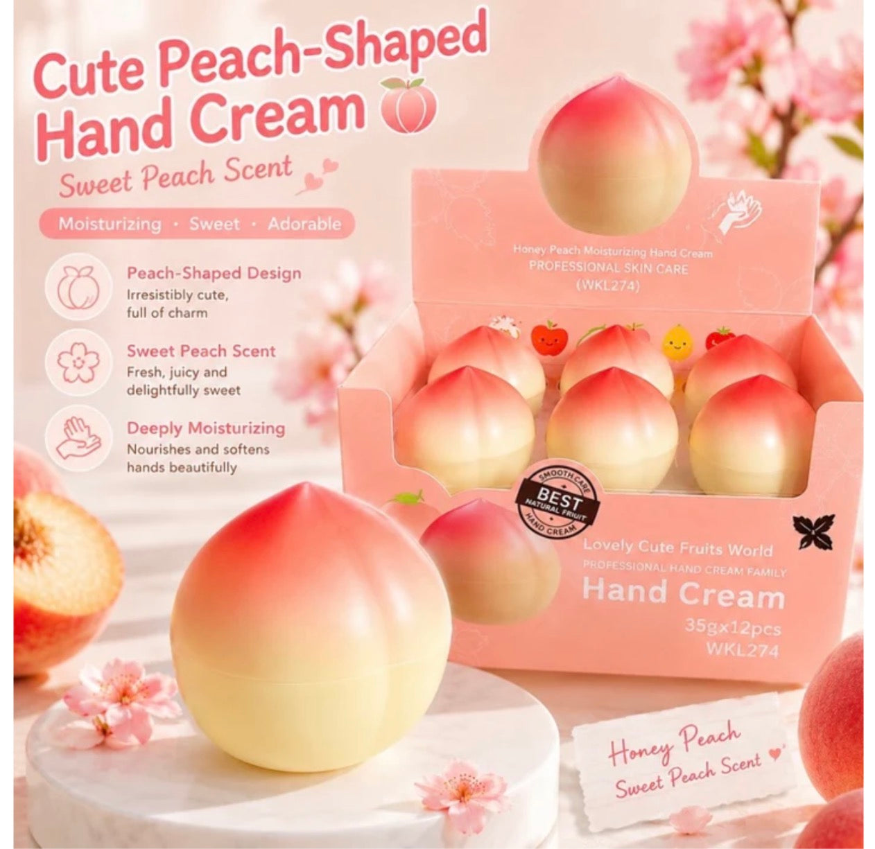 Peach Shaped Hand Cream (3 Pieces)