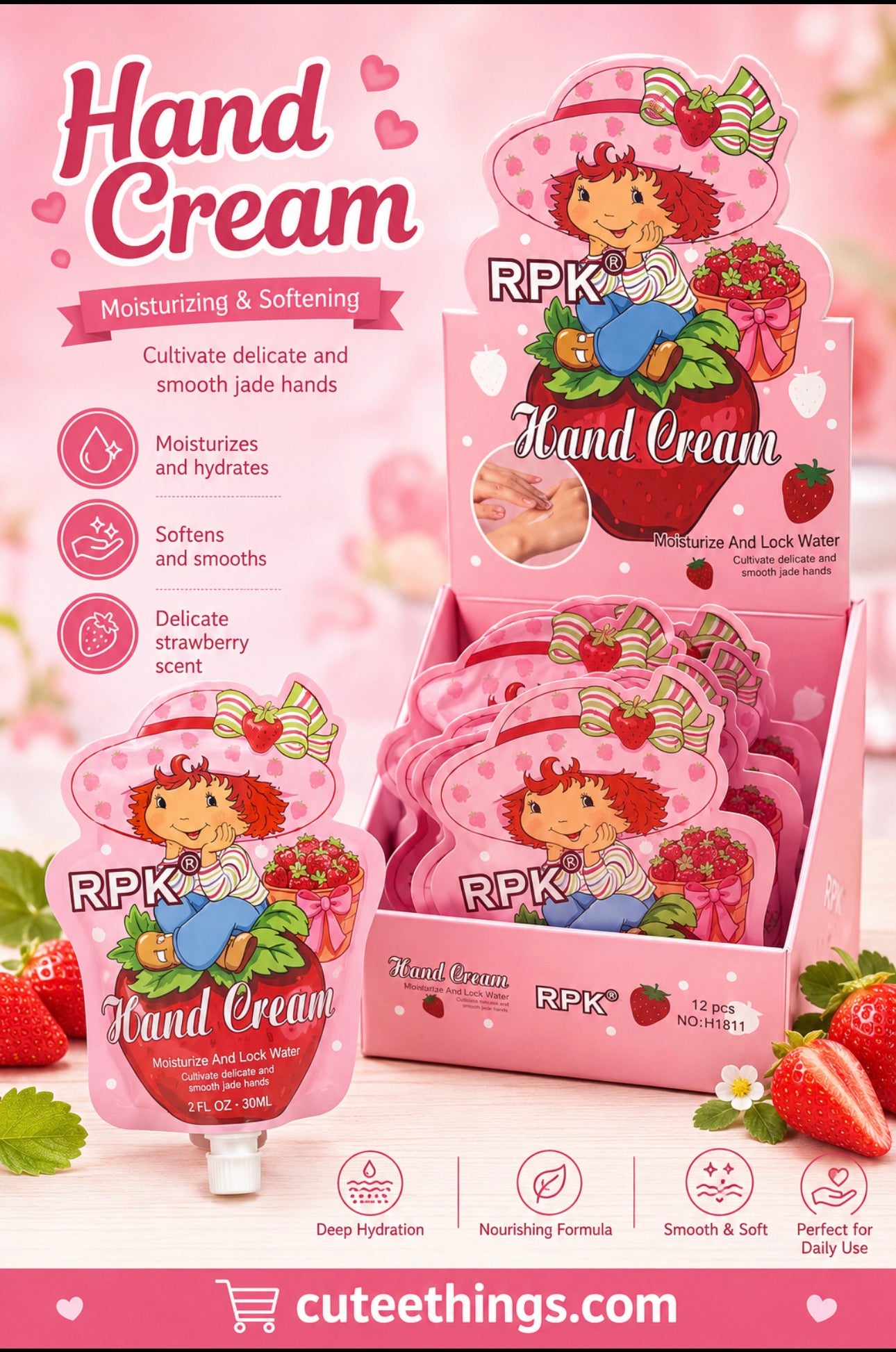 Strawberry Hand Cream                    (12 Pieces Display)