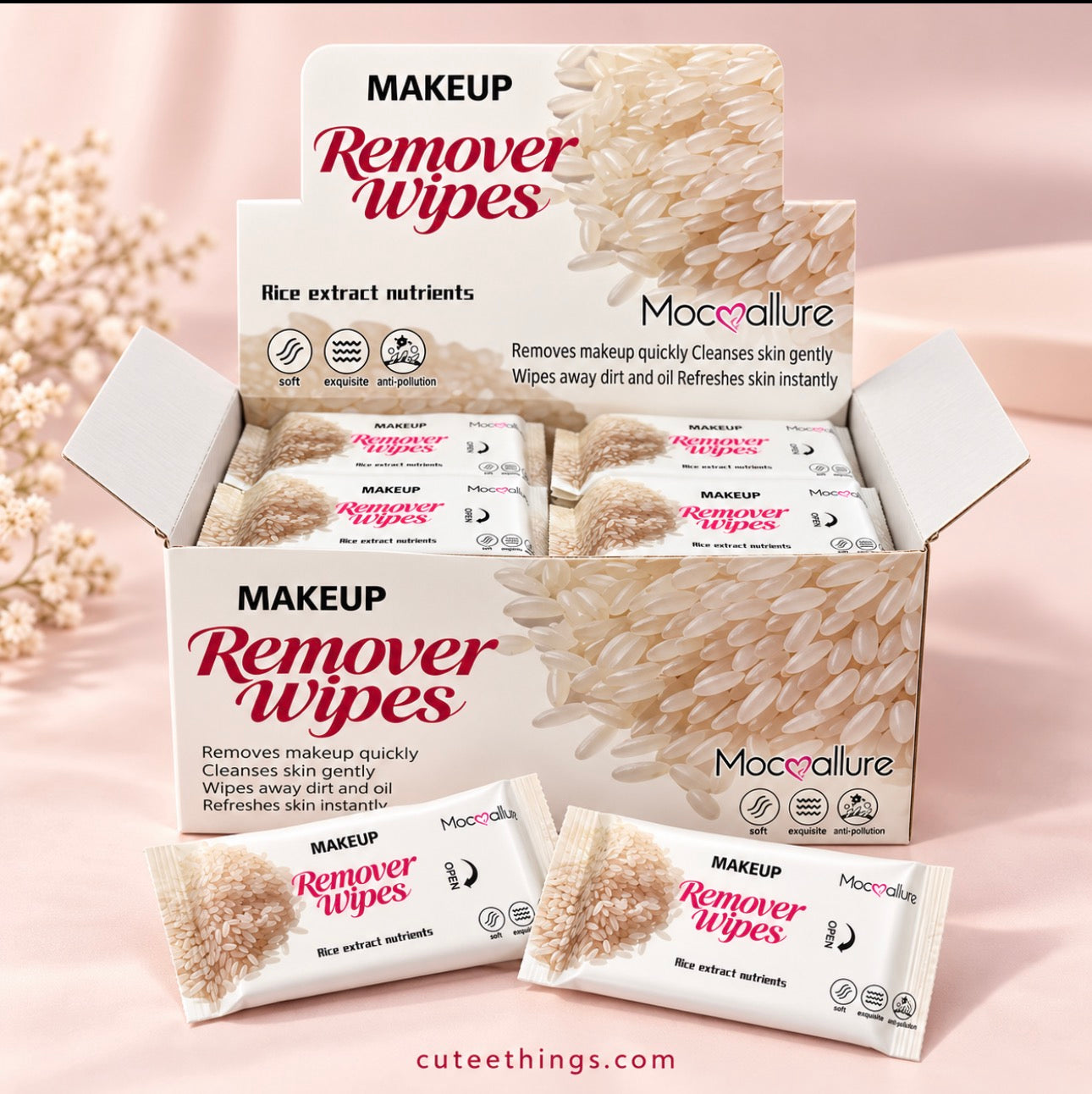 Rice Extract Makeup Remover Wipes    (12 pieces)