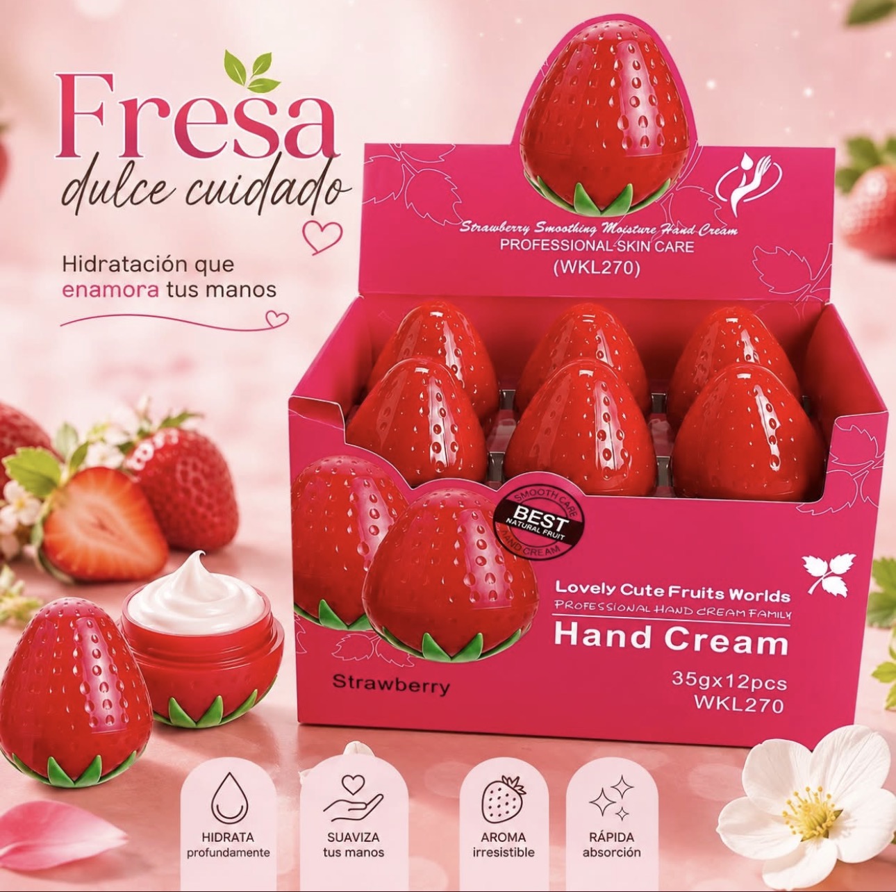 Strawberry Moisturizer Hand Cream        (3 Pieces)