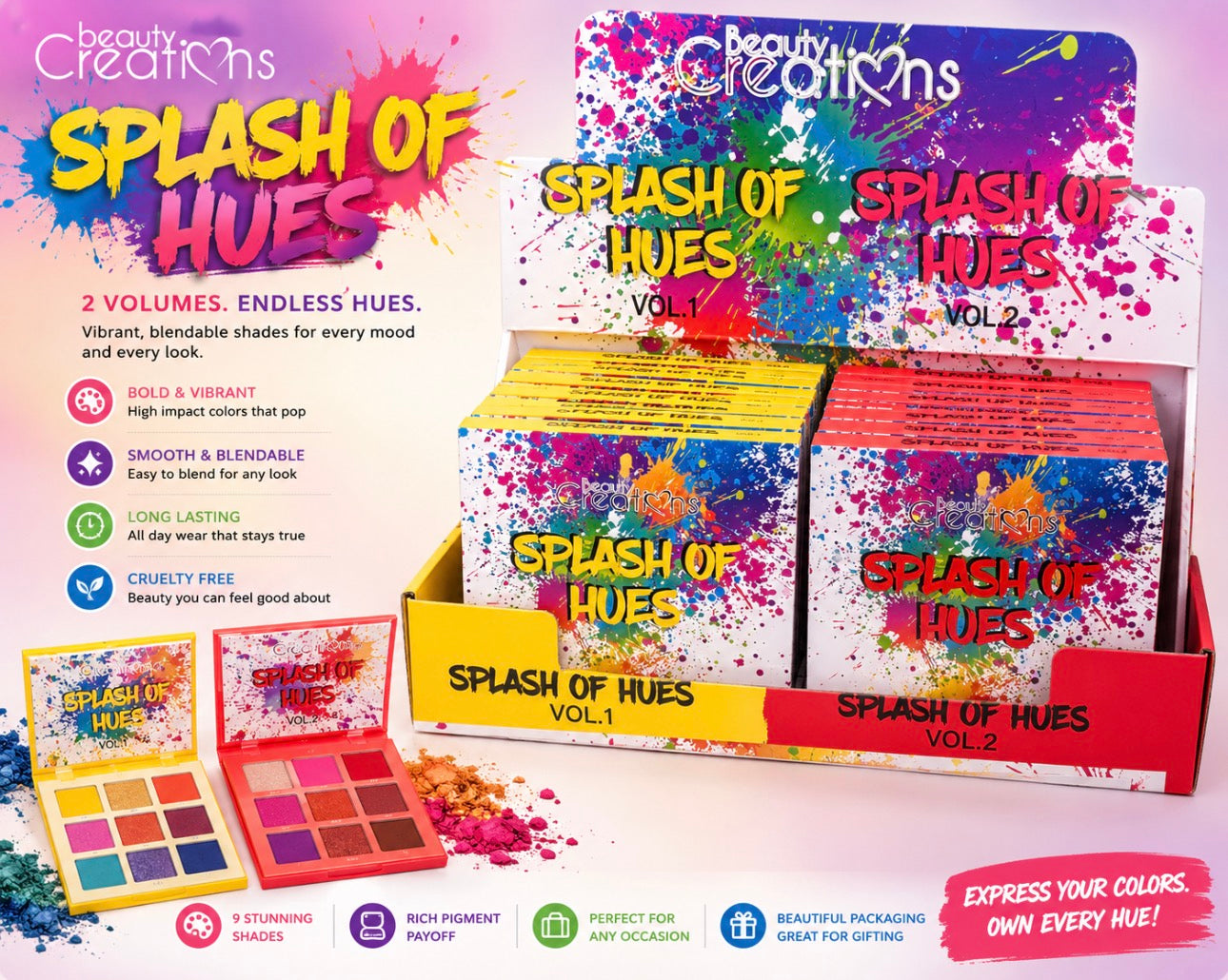 Beauty Creations 9 Colors Eyeshadow Palettes (12 Pieces Display)