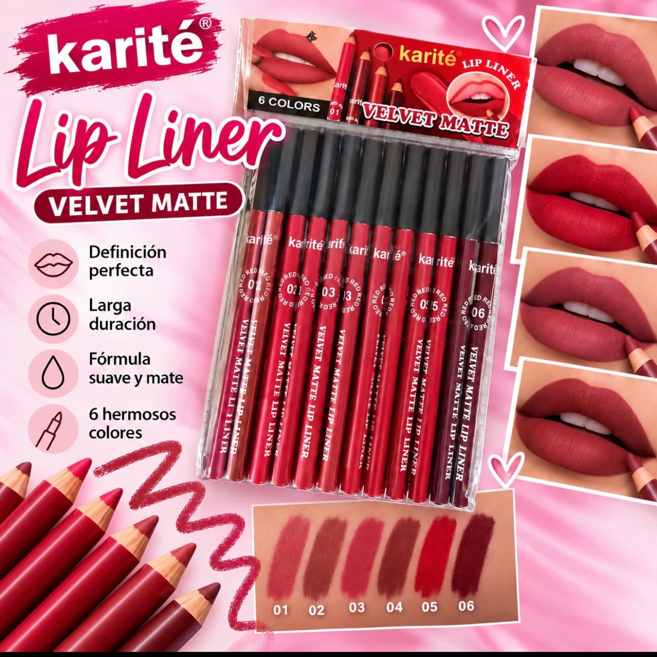 Karite Lip Liner Velvet Matte               (12 Pieces)
