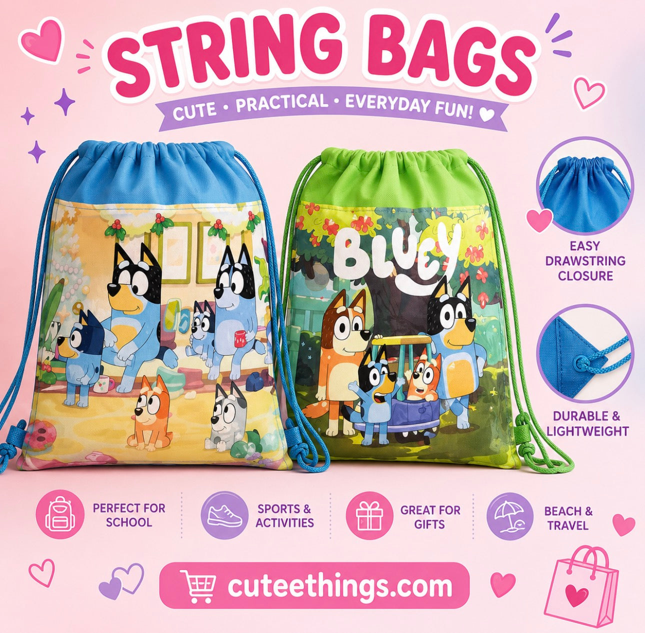 Bluey String Bags (12 Pieces)