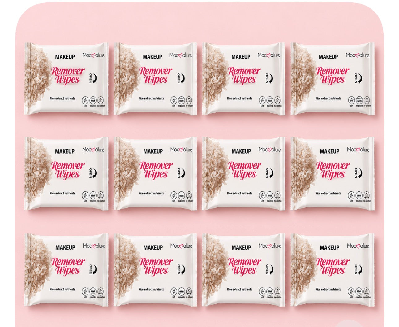 Rice Extract Makeup Remover Wipes    (12 pieces)