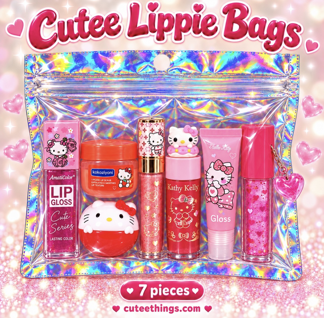 Cutee Lippies Surprise Bag                  (7 pieces) (Kitty)