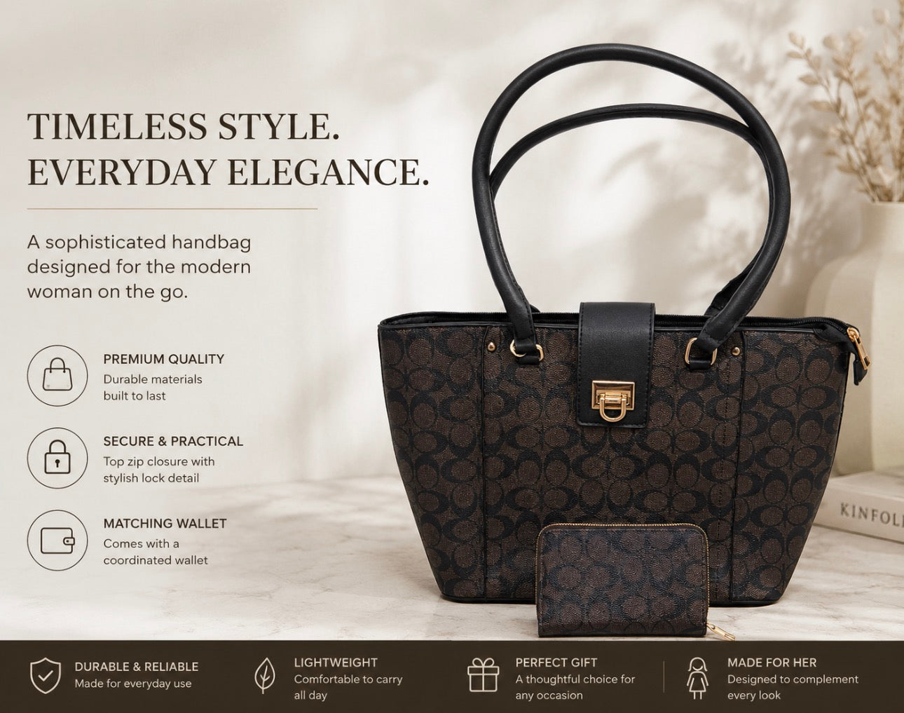 Elegant Tote Bag & Wallet Set