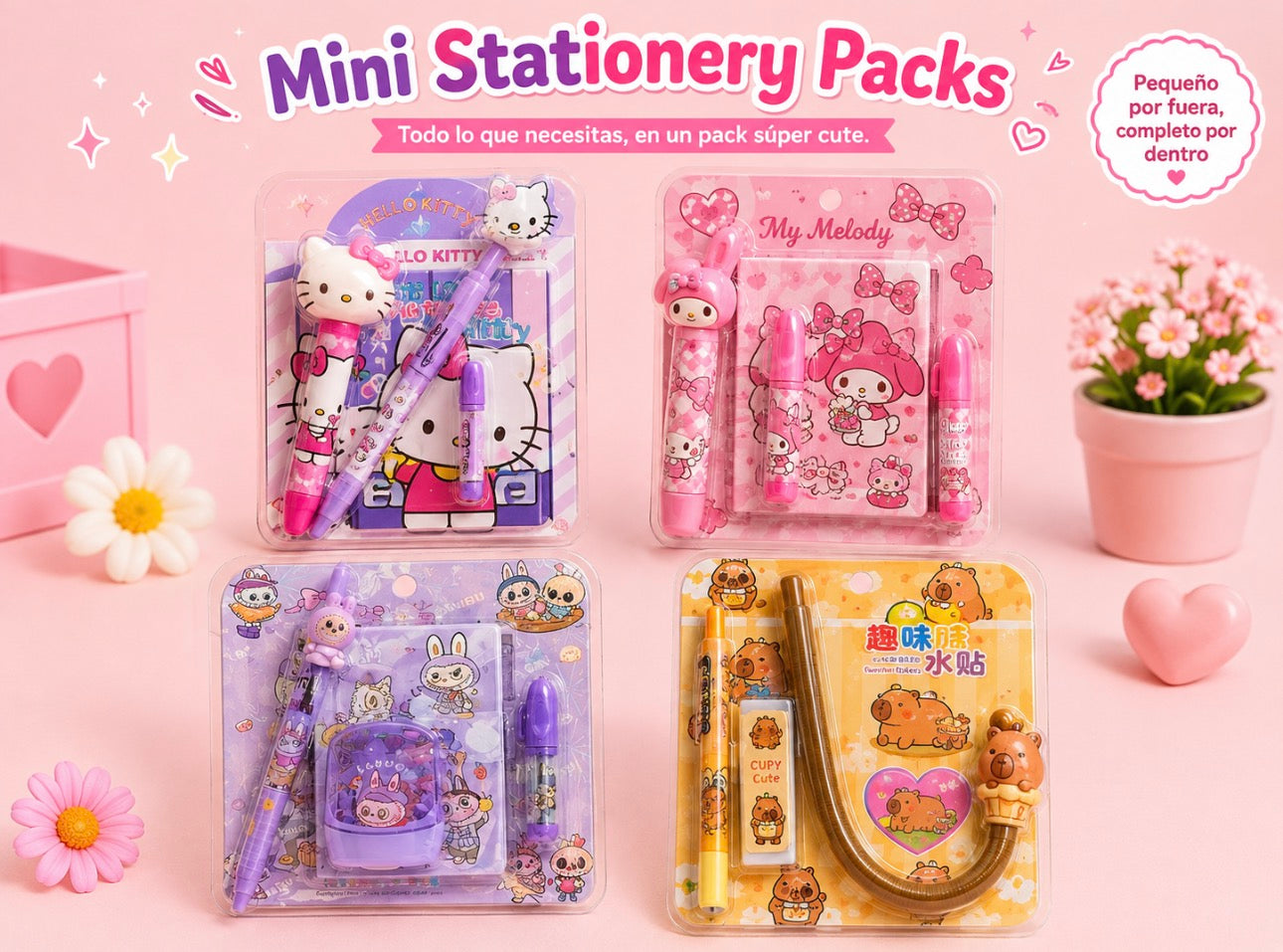 Mini Stationery 3 Pieces Packs                 (6 Packs)