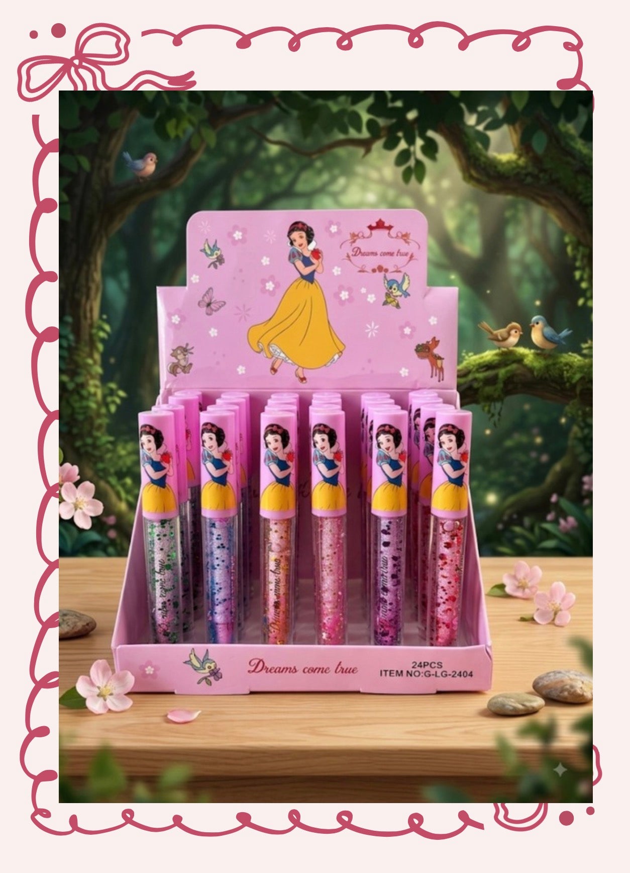 Princess Cute Lipgloss Collection.          (Display with 24 Pieces)