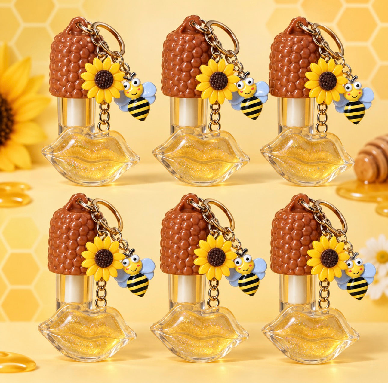Honey 2-in-1 Lipgloss And Keychain      (12 Pieces)