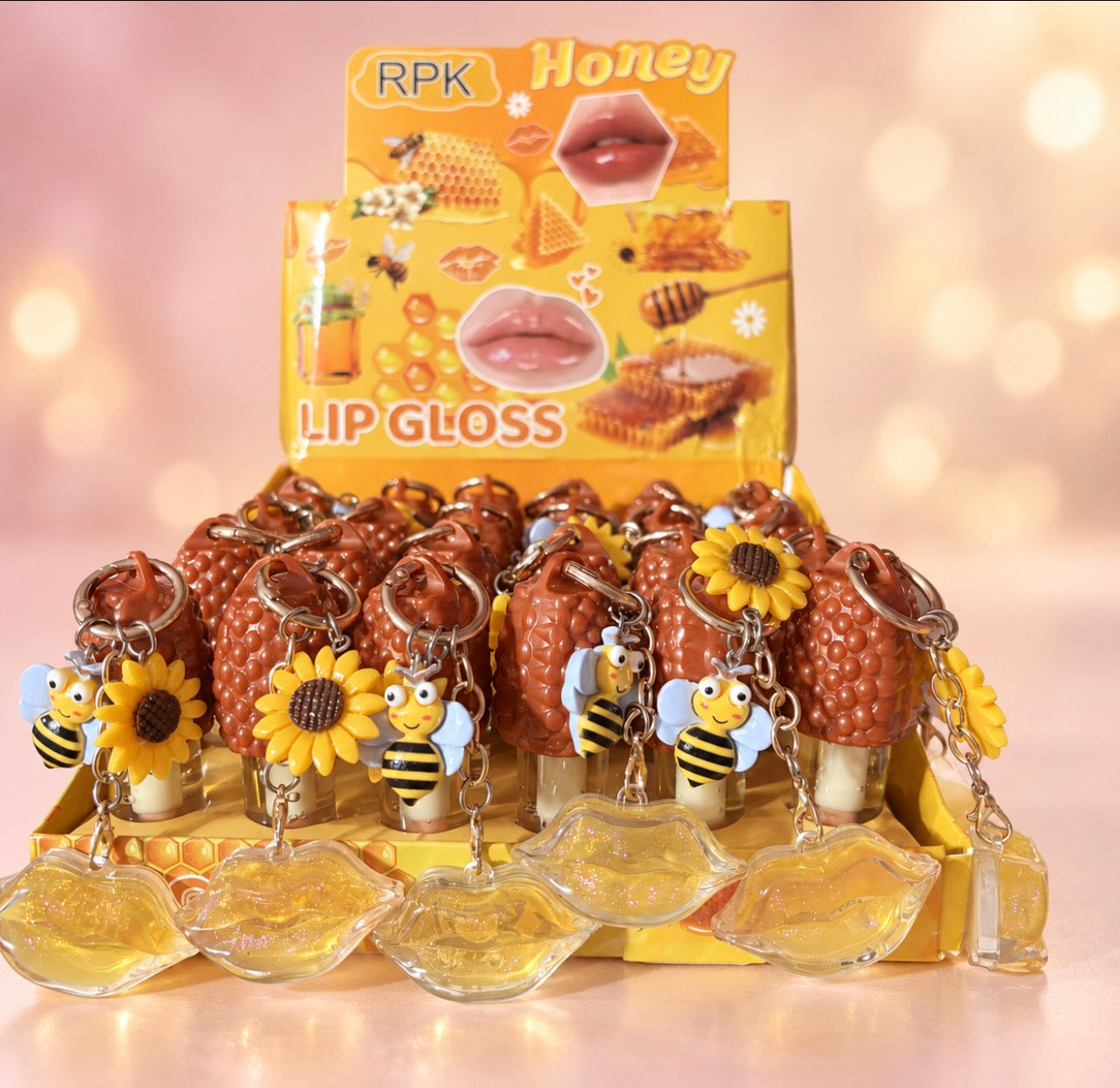 Honey 2-in-1 Lipgloss And Keychain      (12 Pieces)