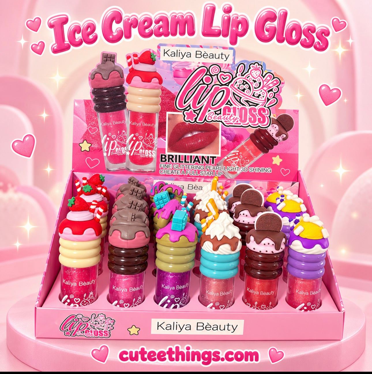 Kaliya Beauty Ice Cream Lipgloss    (Display with 24 pieces)