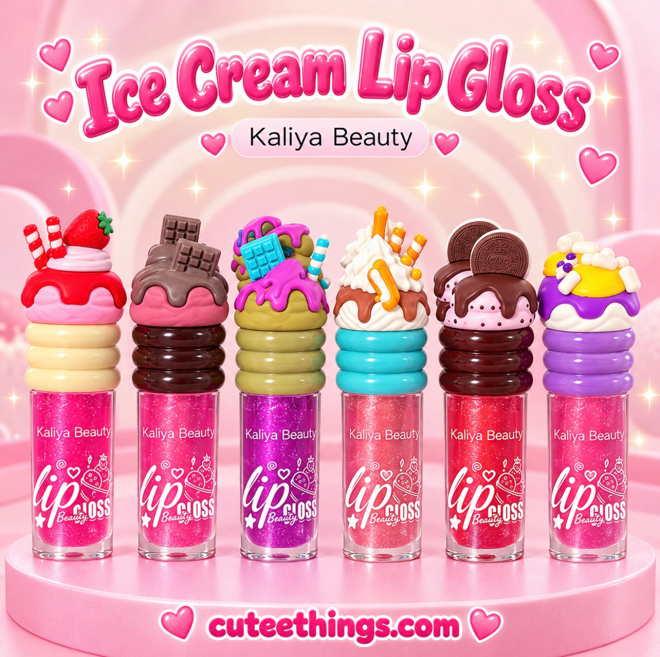 Kaliya Beauty Ice Cream Lipgloss    (Display with 24 pieces)