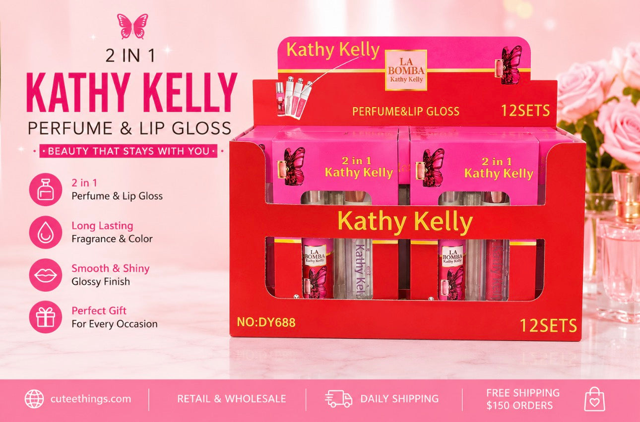 💕 Kathy Kelly 2-in-1 Perfume & Lip Gloss Set (6 Sets)