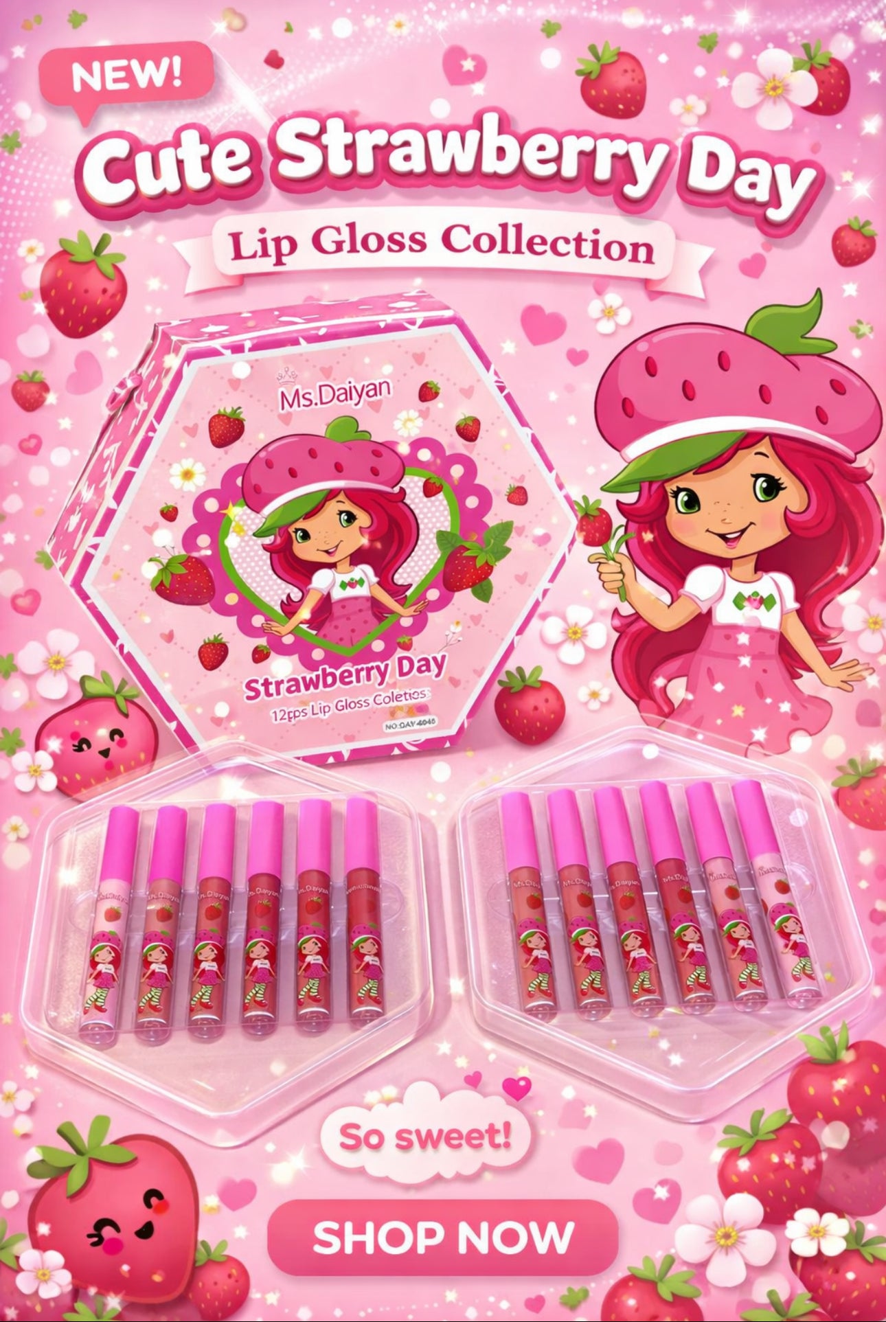 Cute Strawberry Lipgloss Collection