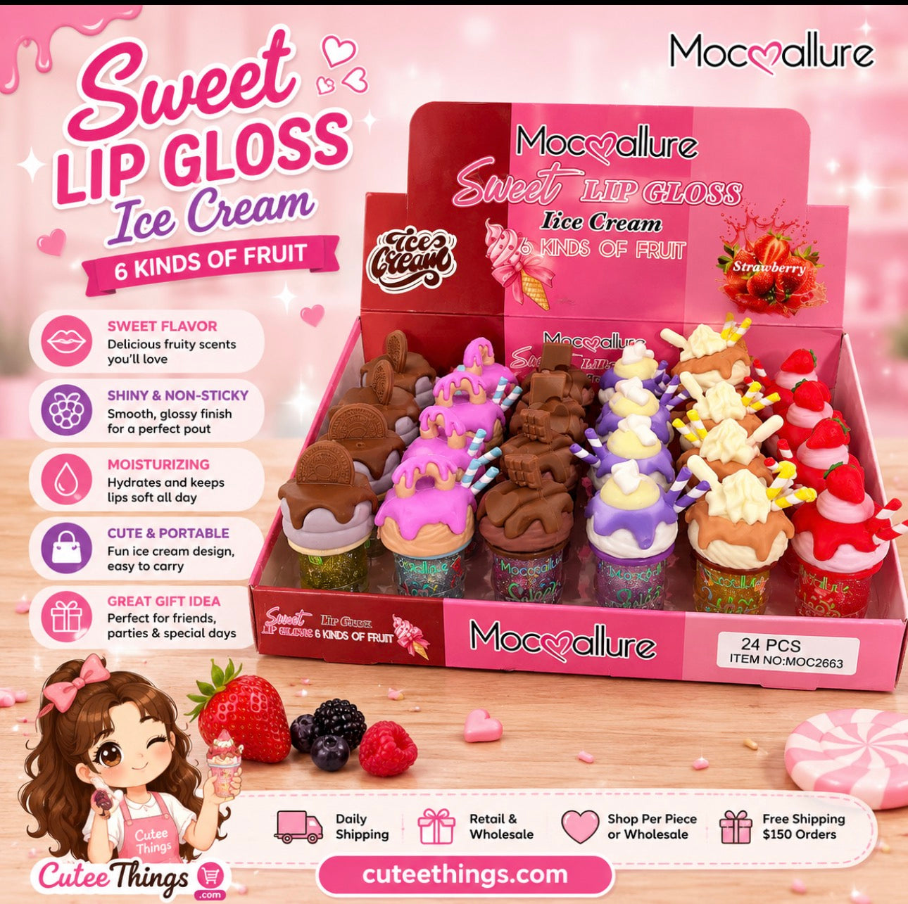 Moccallure Ice Cream Lip Gloss Set