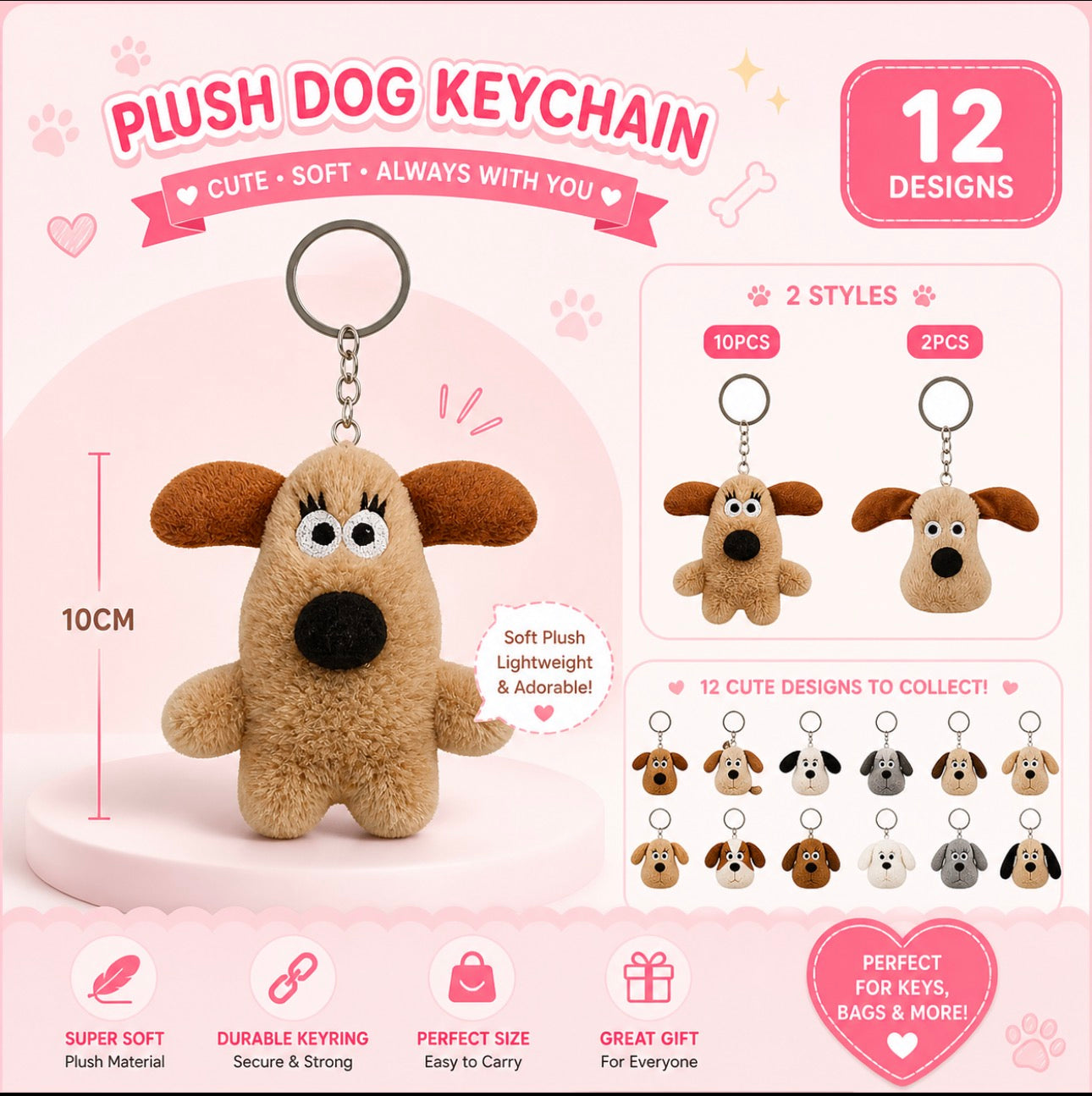 Cute plush Dogs Keychains