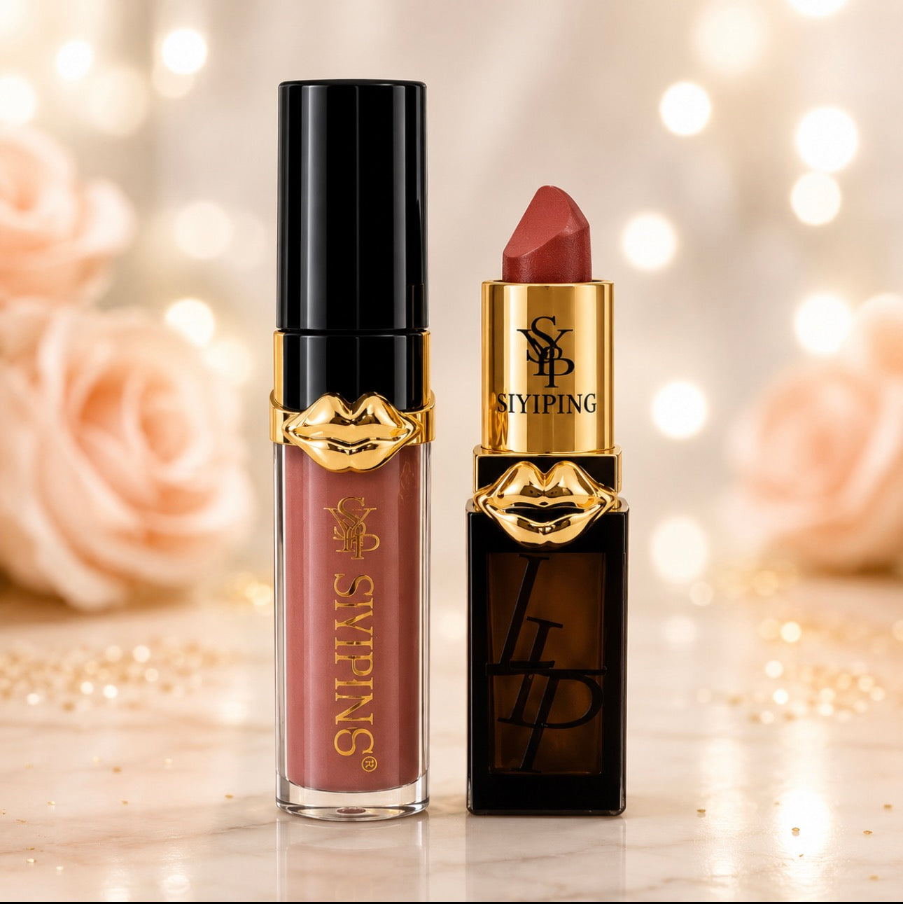 Mushroom 2-in-1 Lip Gloss & Lipstick (4 Sets)