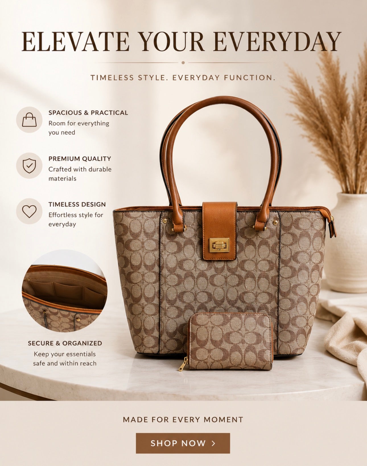 Elegant Tote Bag & Wallet Set