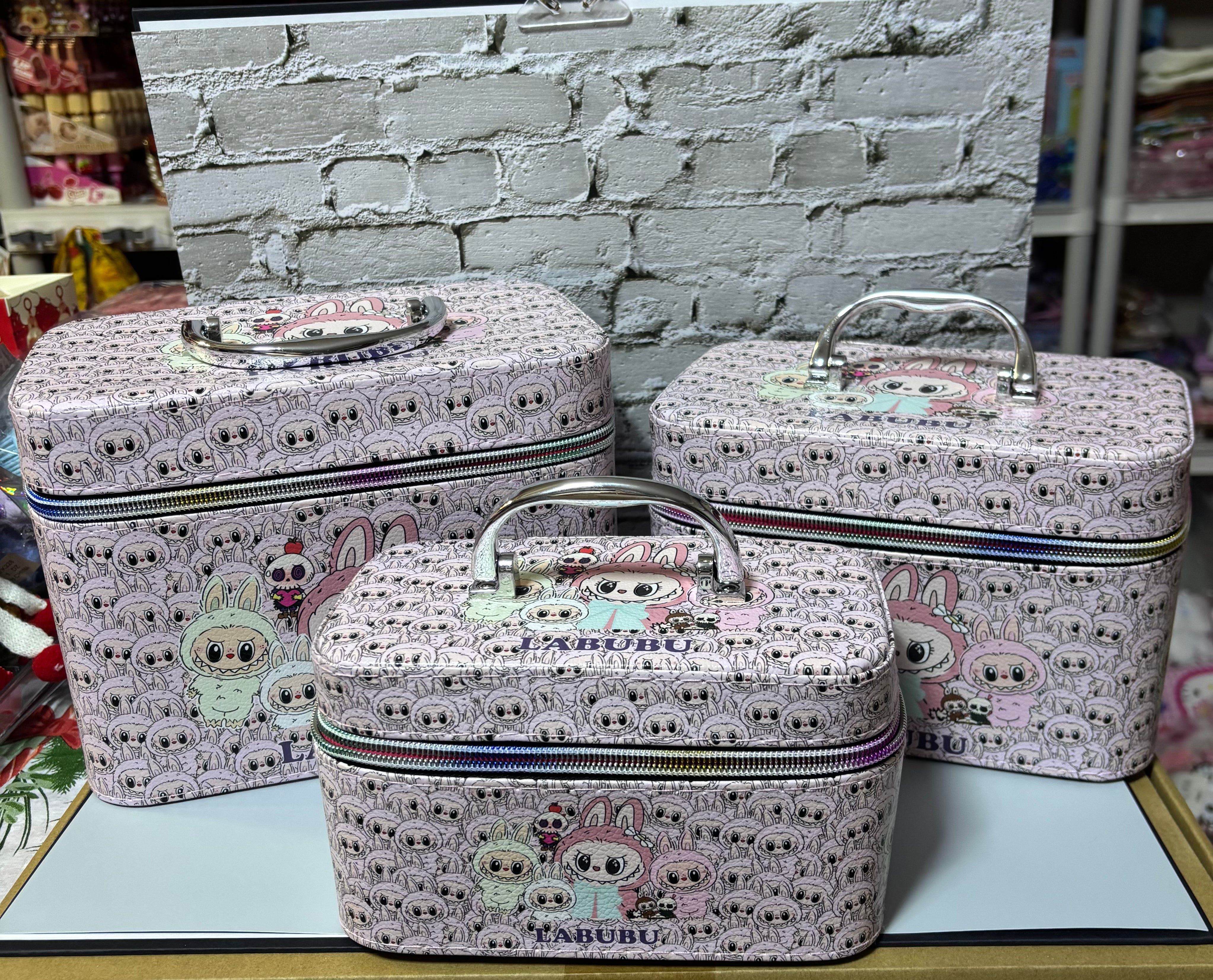 3 Pieces Travel Cosmetic Bags with Mirrors