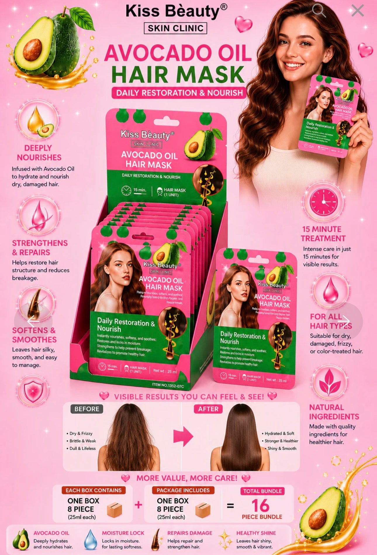 Avocado Oil Hair Mask (3 pieces)