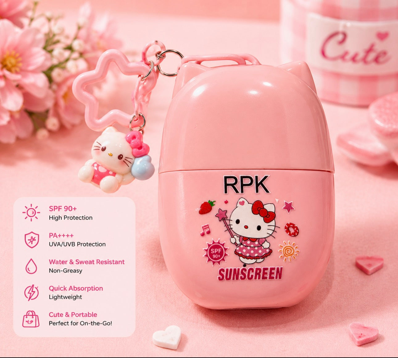 Kitty Sunscreen with charms              (12 Pieces Display)