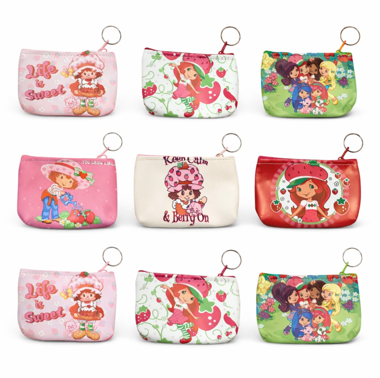 Cute-Strawberry Coin Pouch Keychains – Dozen (12 pcs)-Wholesale