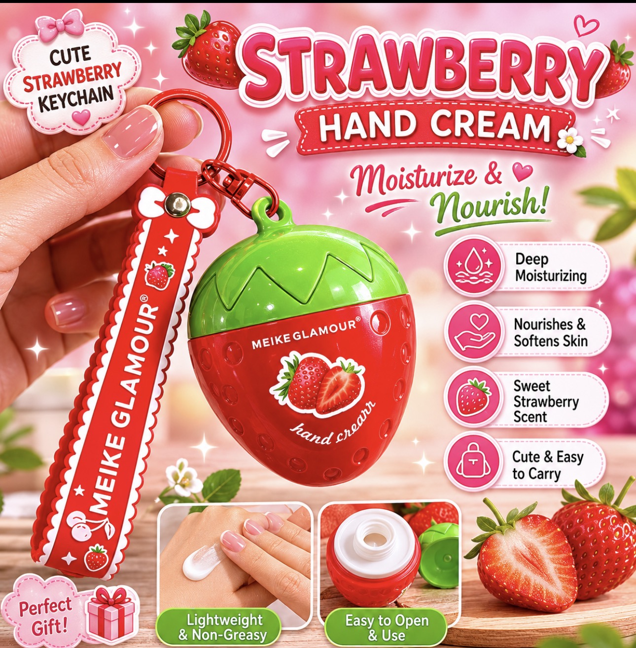 Strawberry Handcream & Keychain