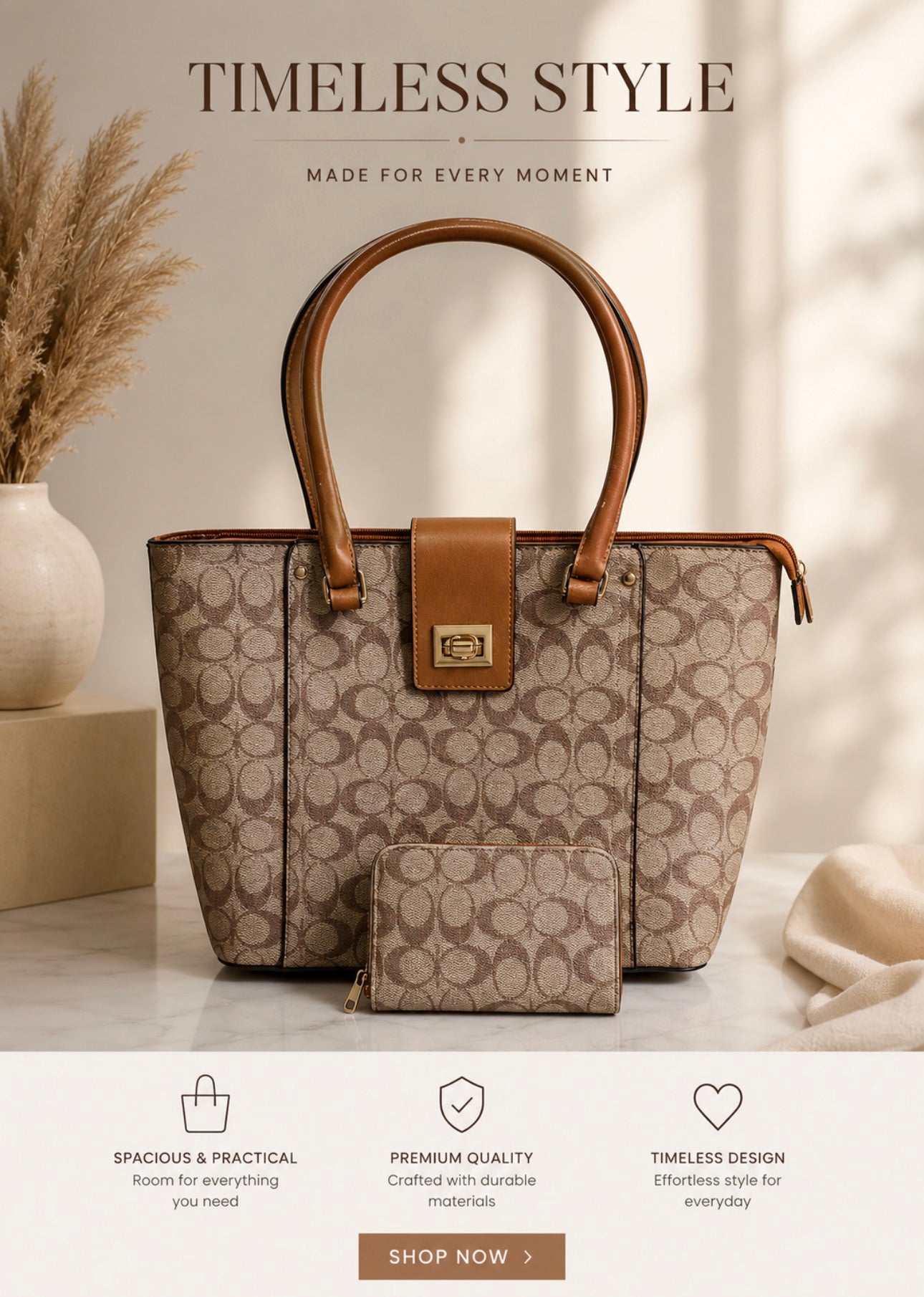 Elegant Tote Bag & Wallet Set