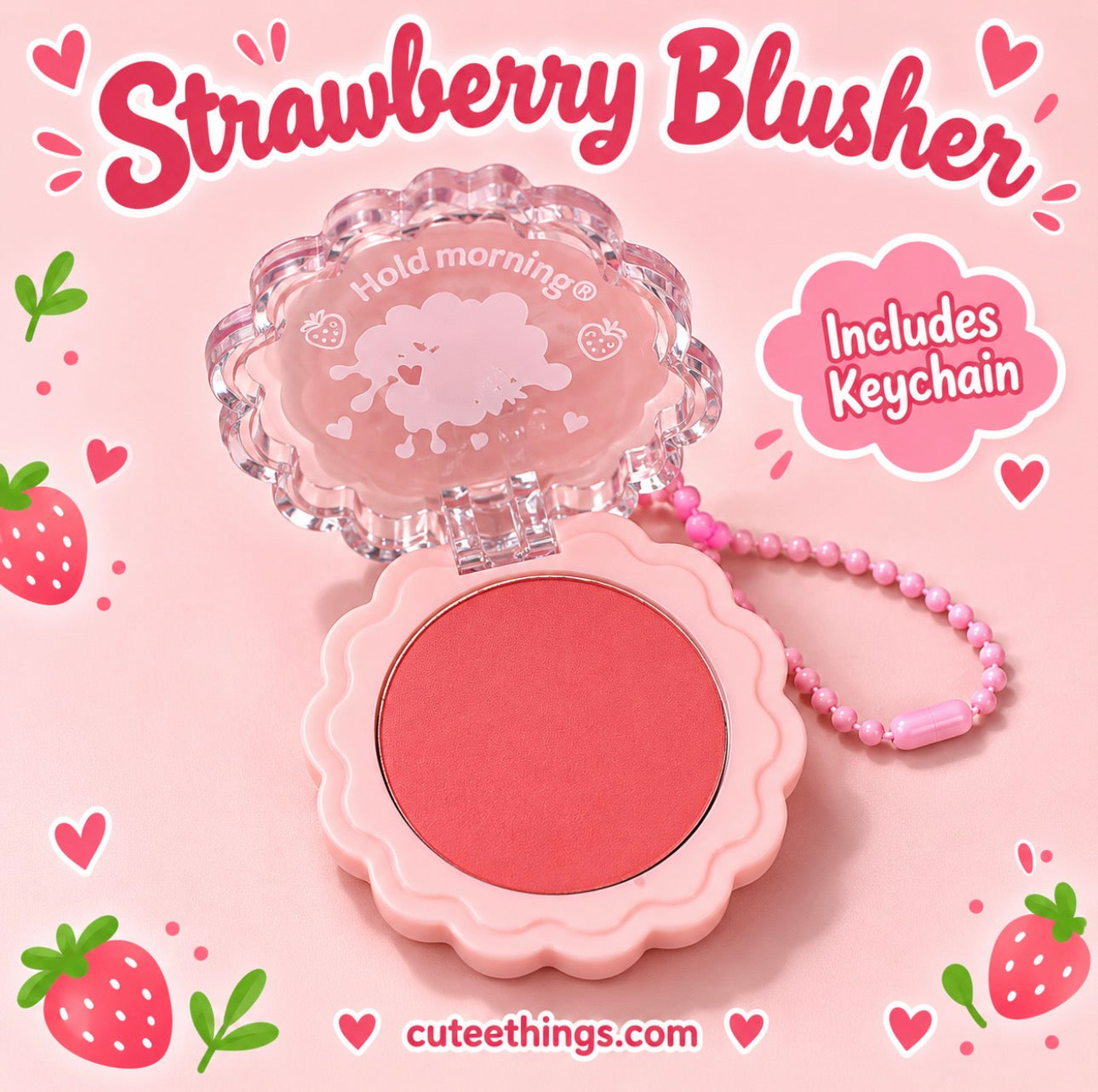 🍓 Blush on the Go! Strawberry Blush with a Cute Keychain 💕(12 Pieces)