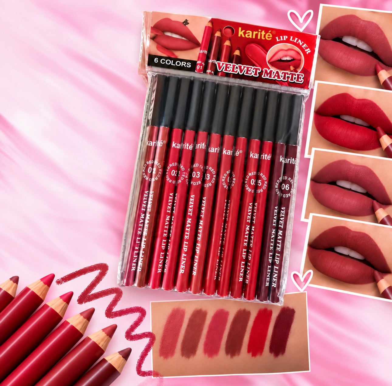 Karite Lip Liner Velvet Matte               (12 Pieces)
