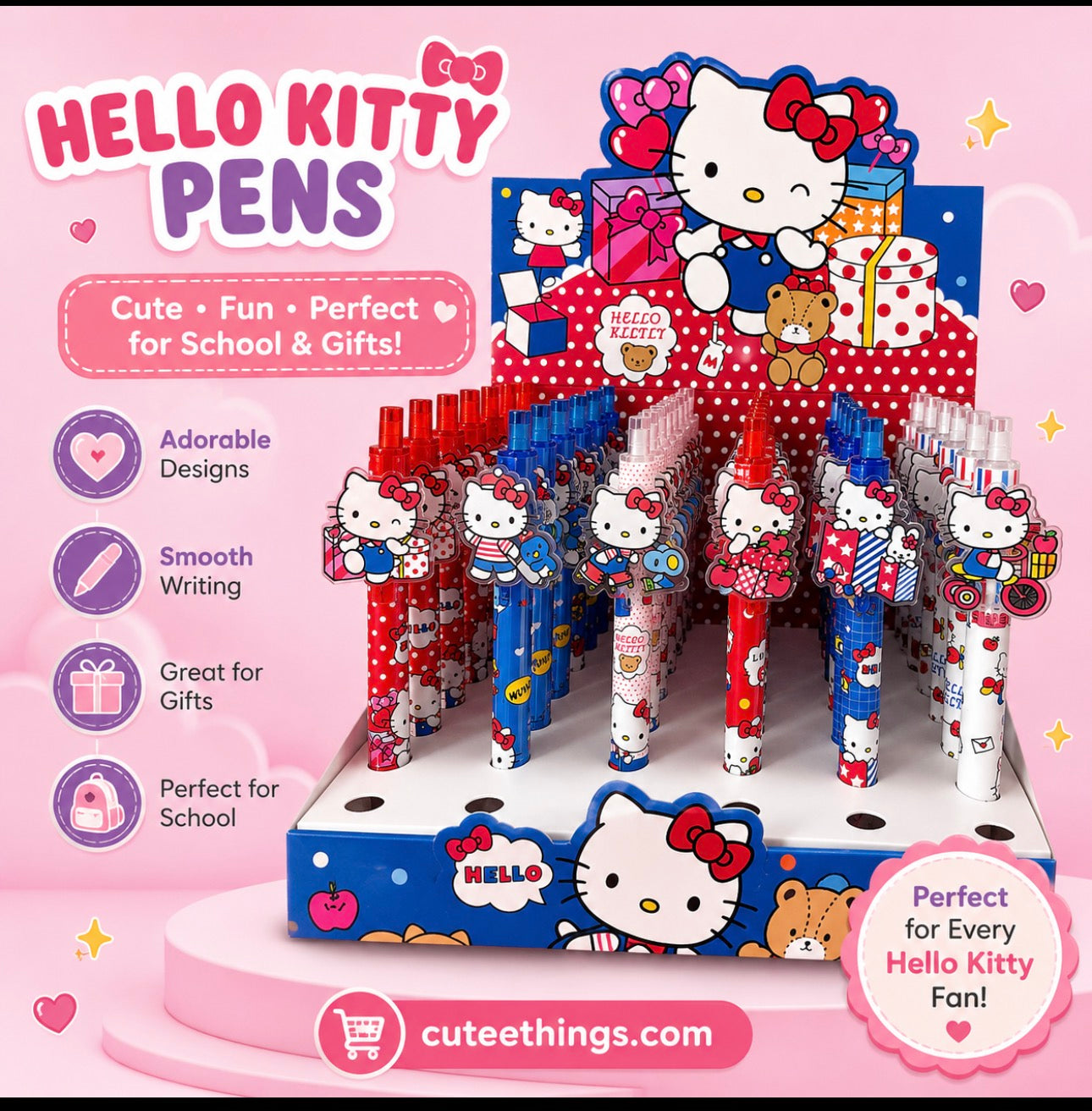 Hello Kitty Character Pens                (12 Pieces)