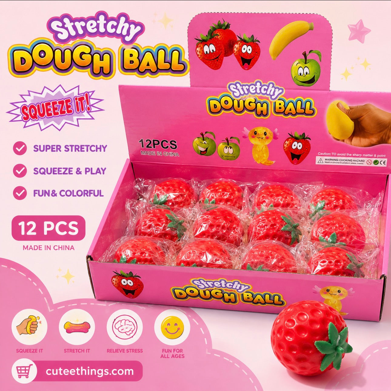 Straws Squishy 12 Pieces Display