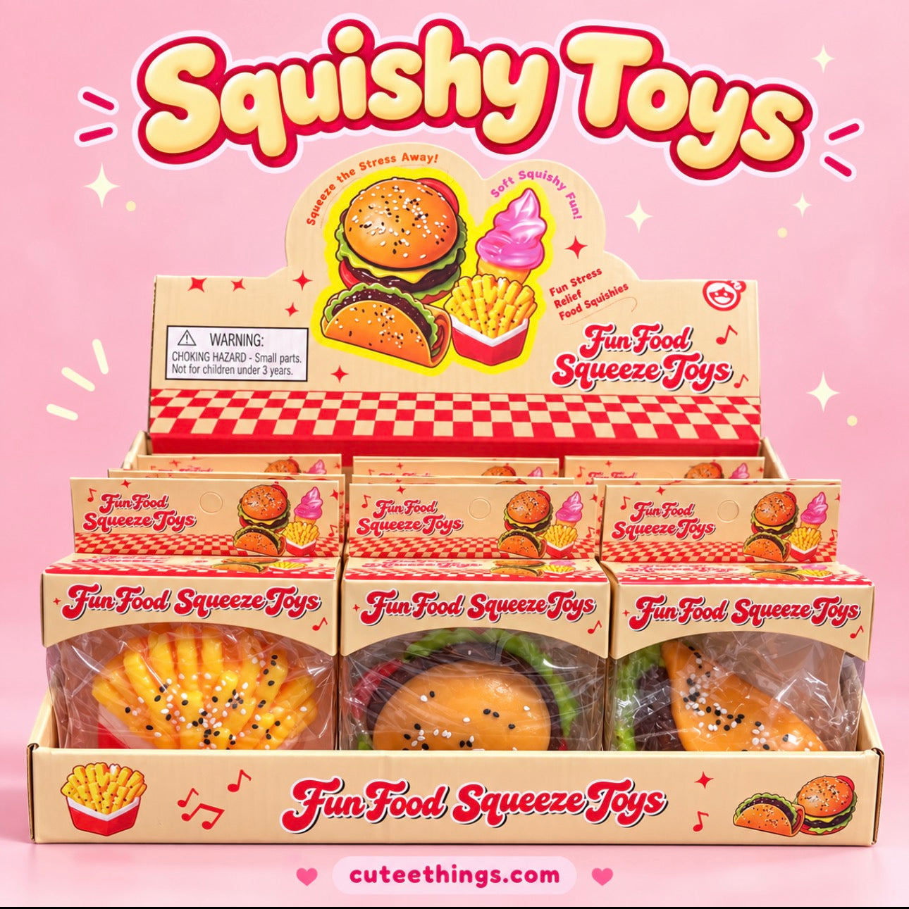 Fun Food Squishy Toy - Stress Refief. (18 Pieces Display)