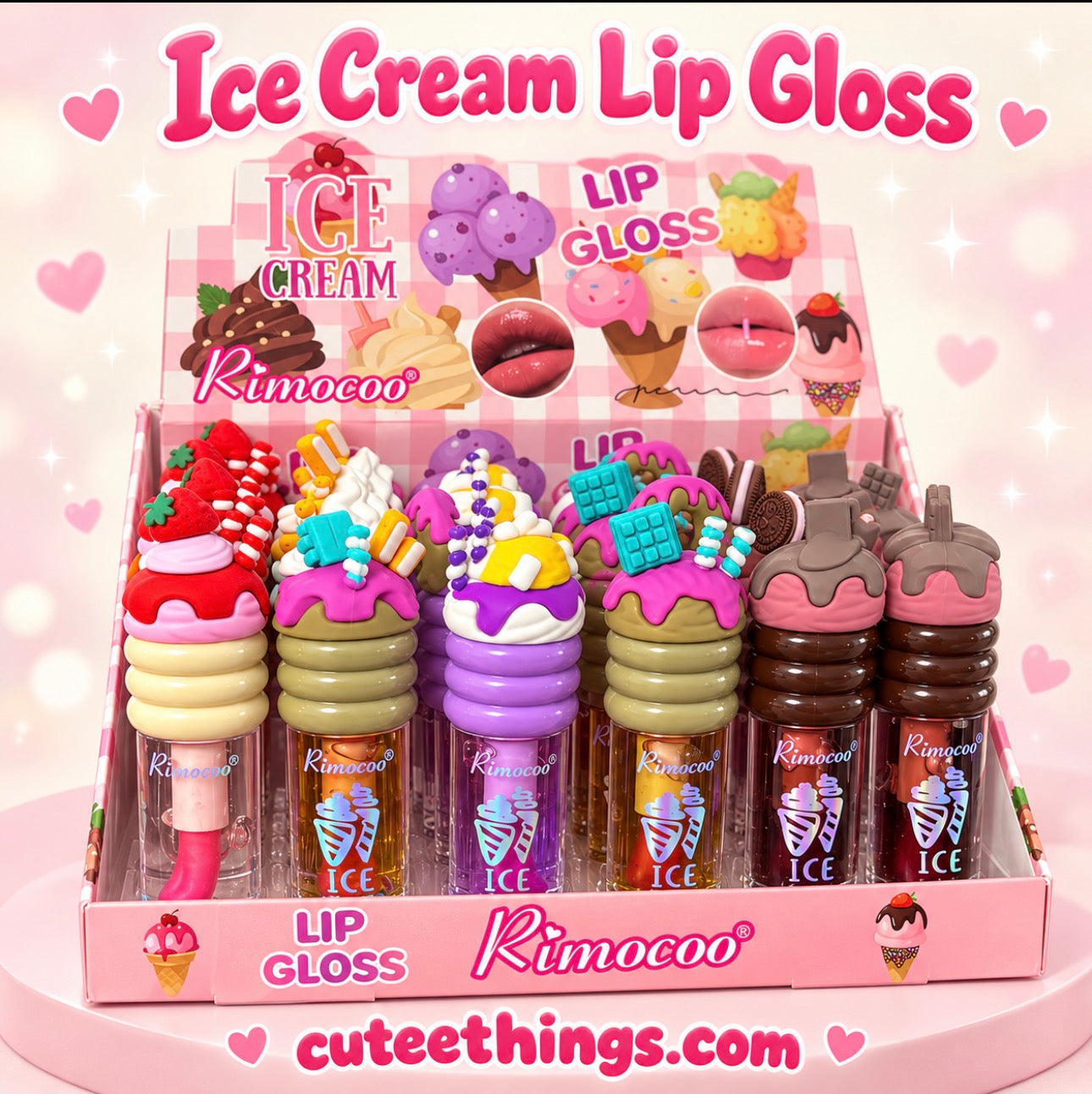 Rimocoo Ice cream Lipgloss               (12 Pieces)