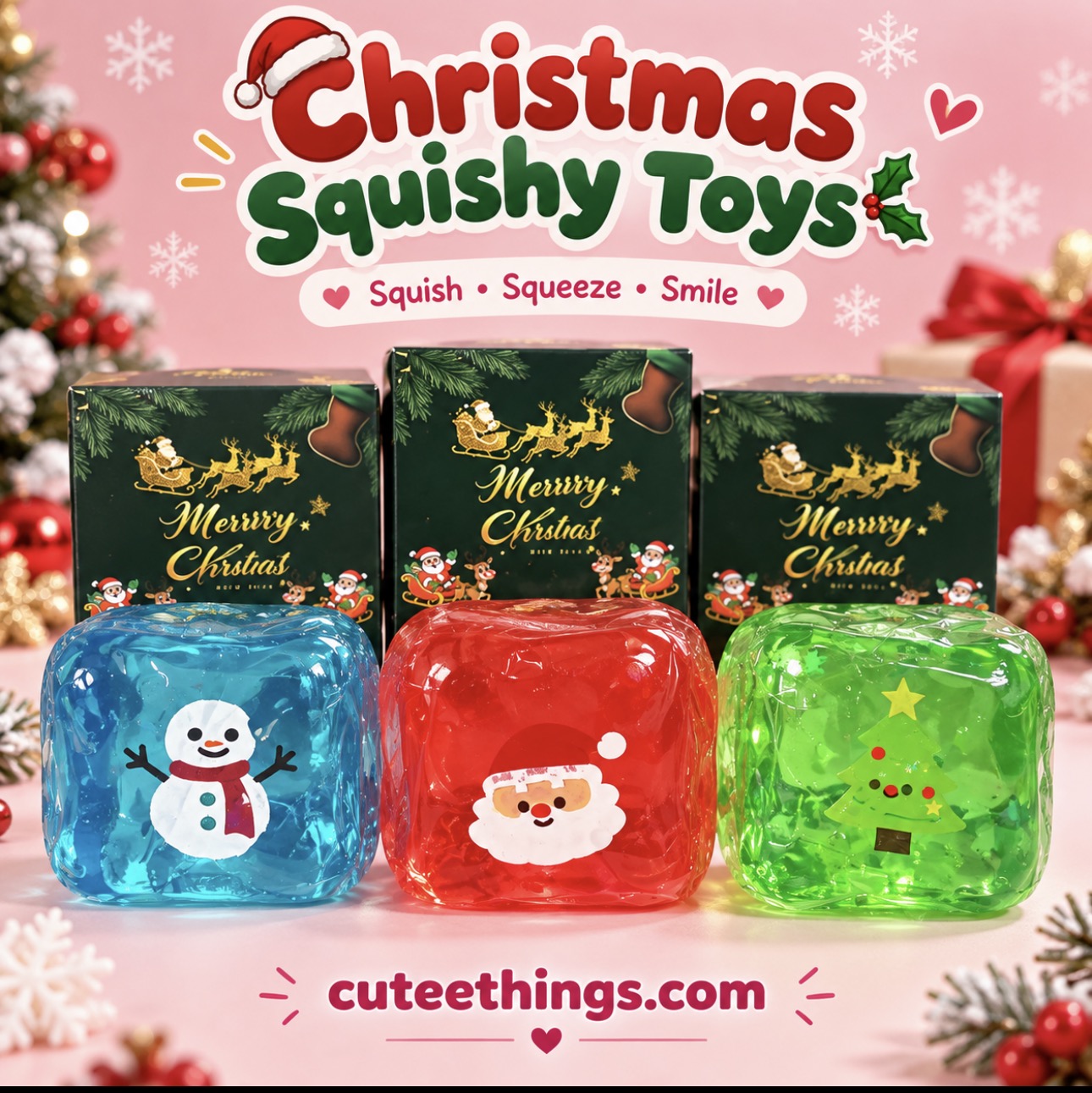 Christmas Squishy Cube Toys 🎄            (Display with 12 Pieces)