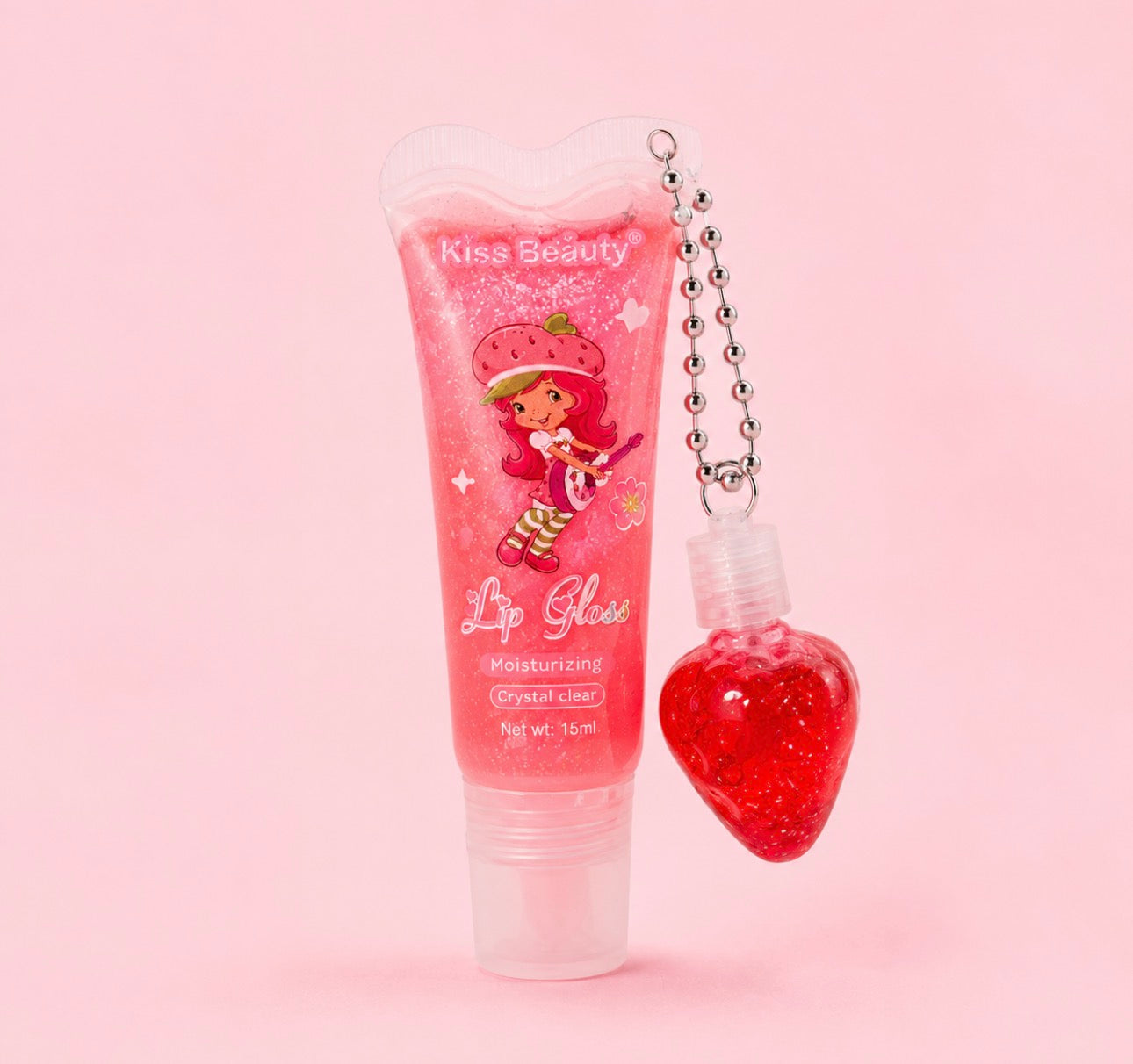Strawberry Lipgloss with Charm.              (Display with 24 Pieces)
