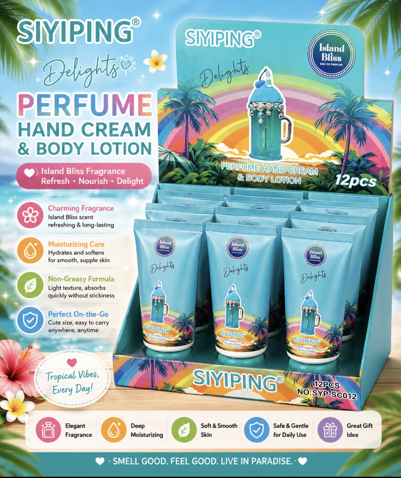 Perfume Hand Cream and Body Lotion (12 Pieces Display)