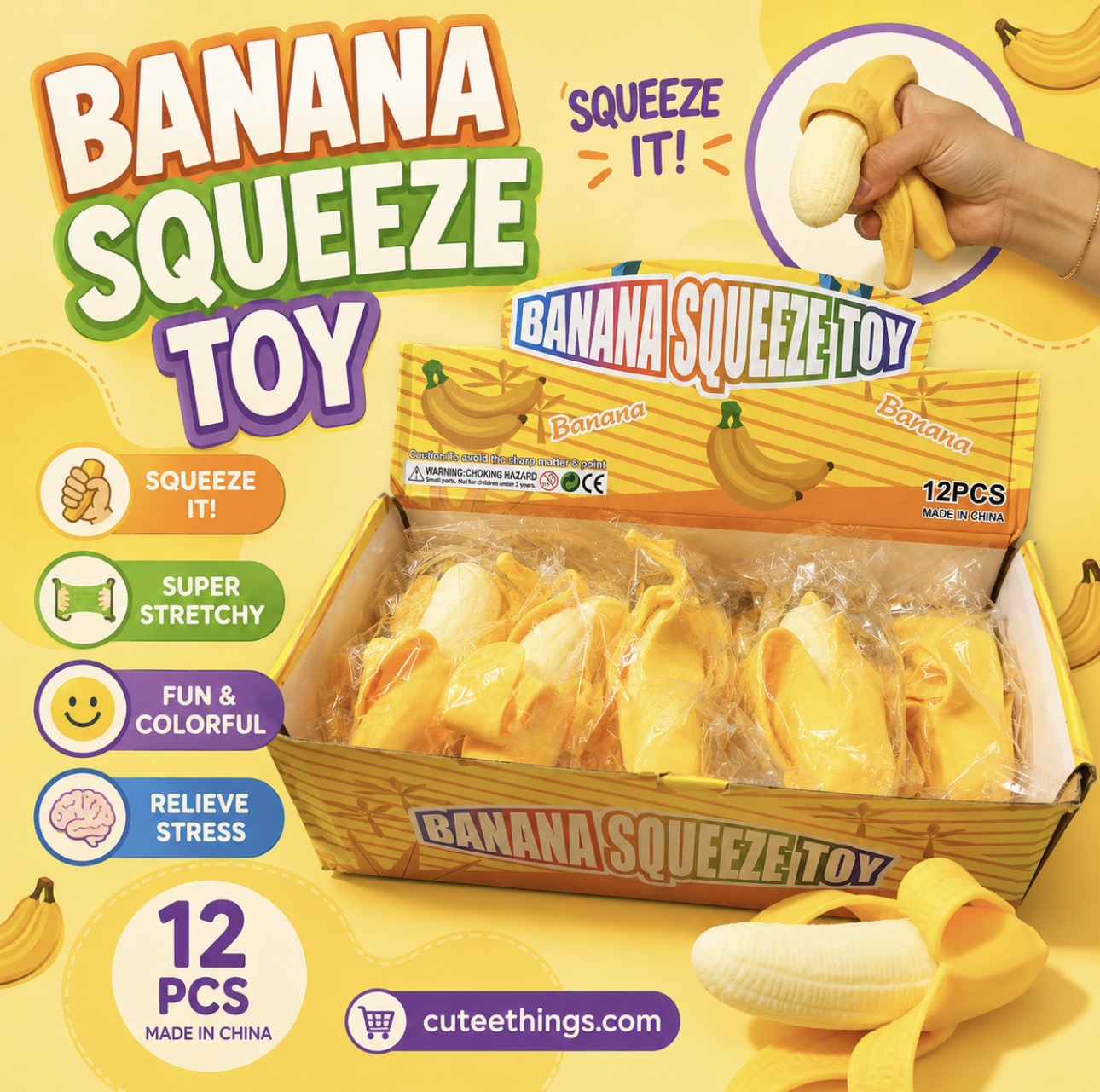 Banana Squeeze Toy 12 Pieces Display