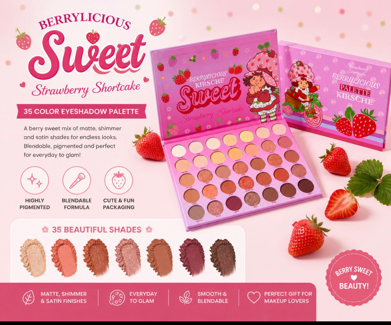 Cute Strawberry 25 Colors Eyeshadow Palette