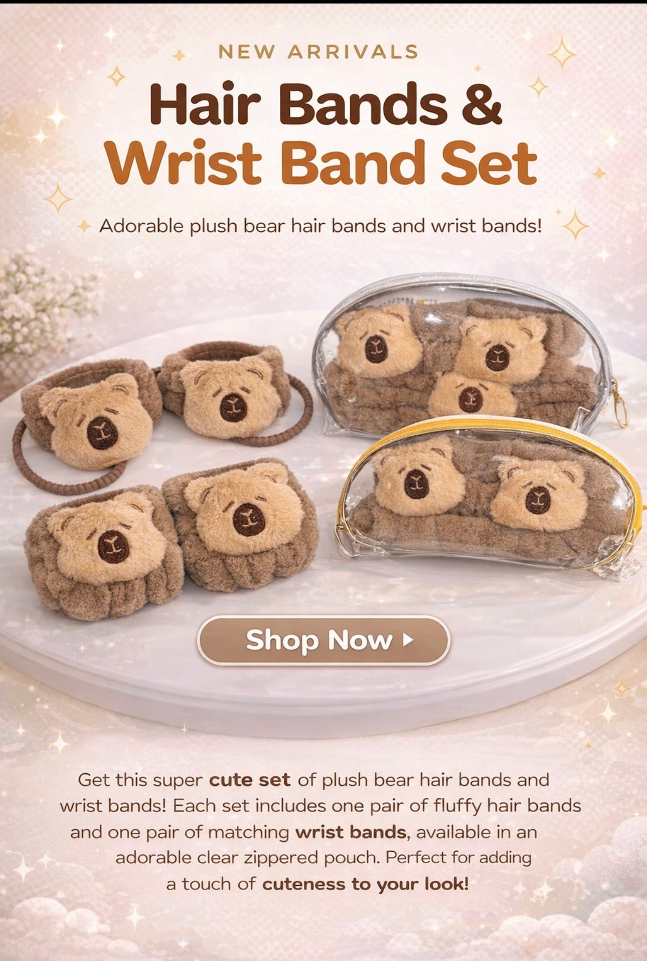 Cute Hair band with Wristbands Capibara Bundle