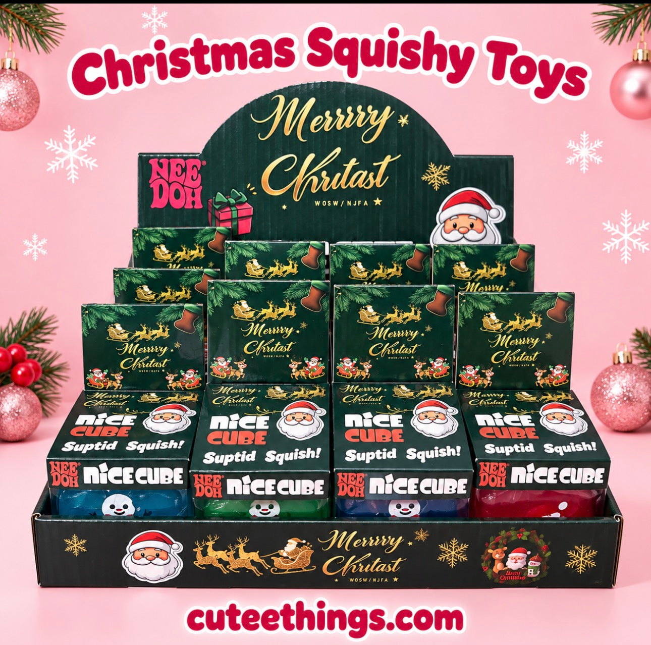 Christmas Squishy Cube Toys 🎄            (Display with 12 Pieces)